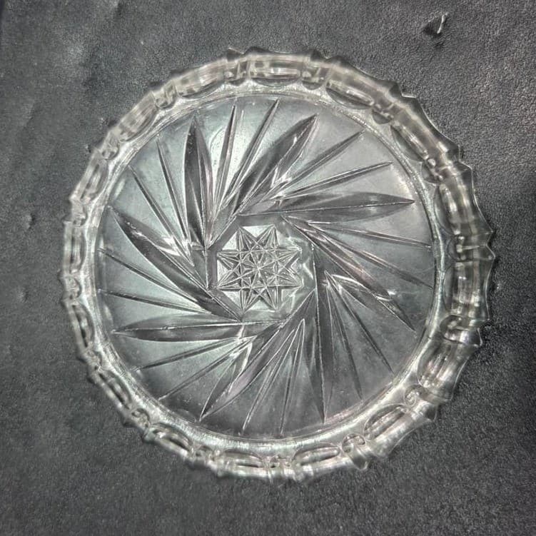 Pinwheel Crystal Glass Coasters, Set of 3, Vintage Star of David Tableware Decor - Thumbnail 3