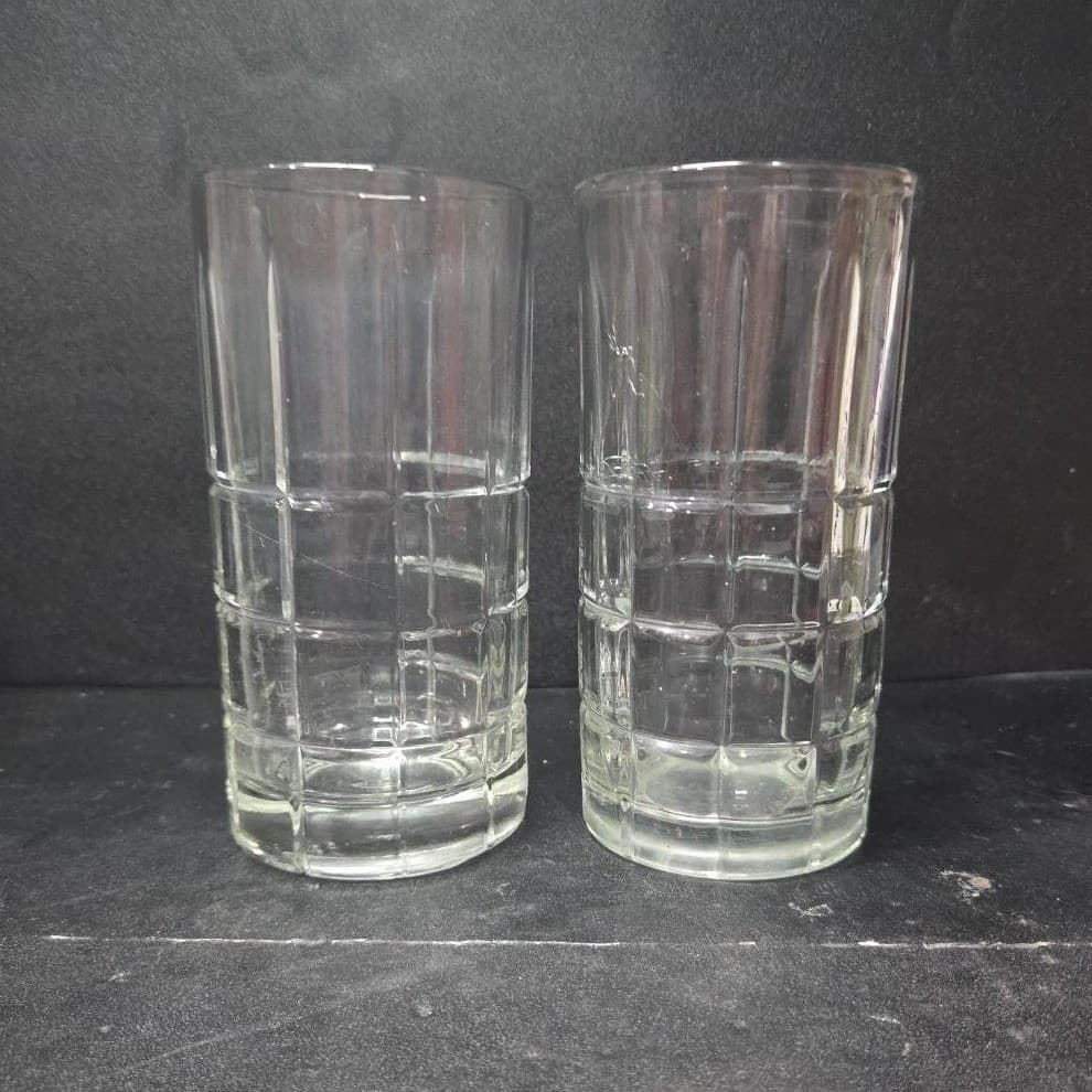 Anchor Hocking Tartan Manchester Clear Tumblers, Set Of 2, Vtg Cocktail Glasses - Thumbnail 2