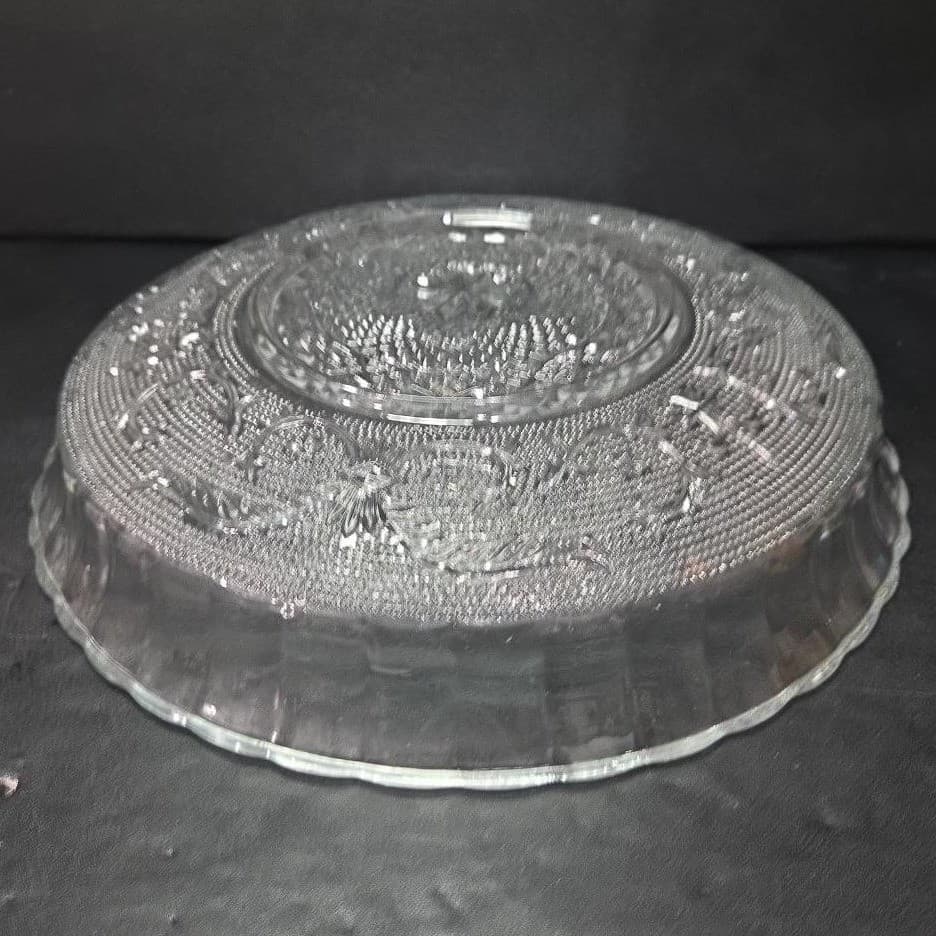 KIG Malaysia Clear Glass Serving Bowl, Vtg Trellis Pattern Replacement Tableware - Thumbnail 8