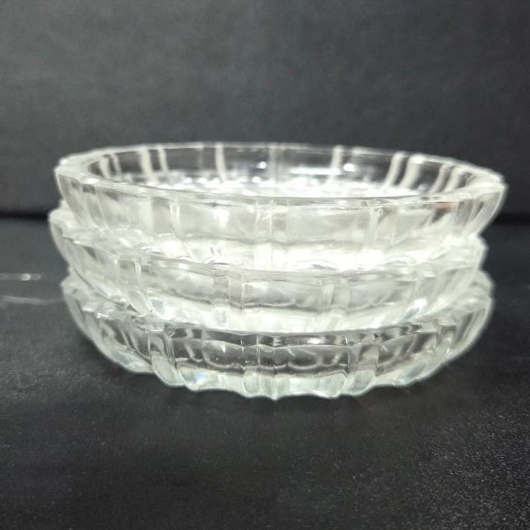 Pinwheel Crystal Glass Coasters, Set of 3, Vintage Star of David Tableware Decor - Thumbnail 8