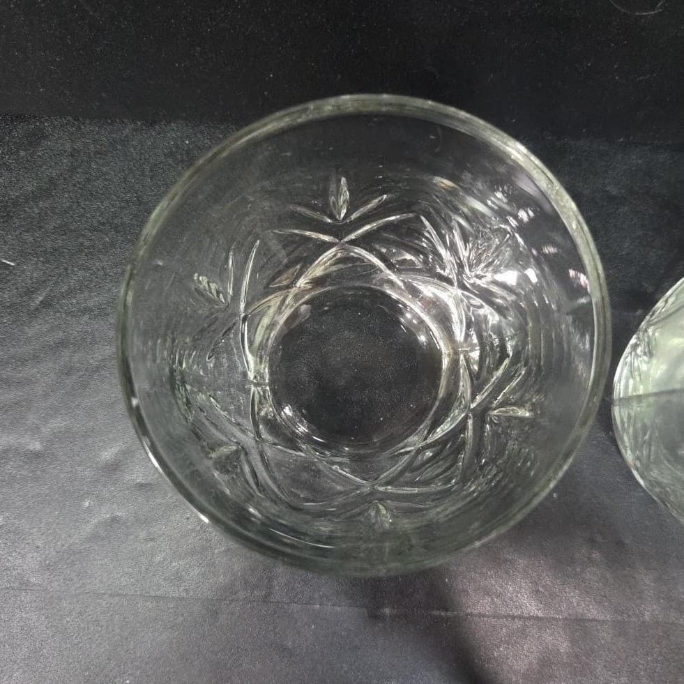 Anchor Hocking Fleur Whsikey Glasses, Set of 2, Clear Fan Design Flat Tumblers - Thumbnail 6