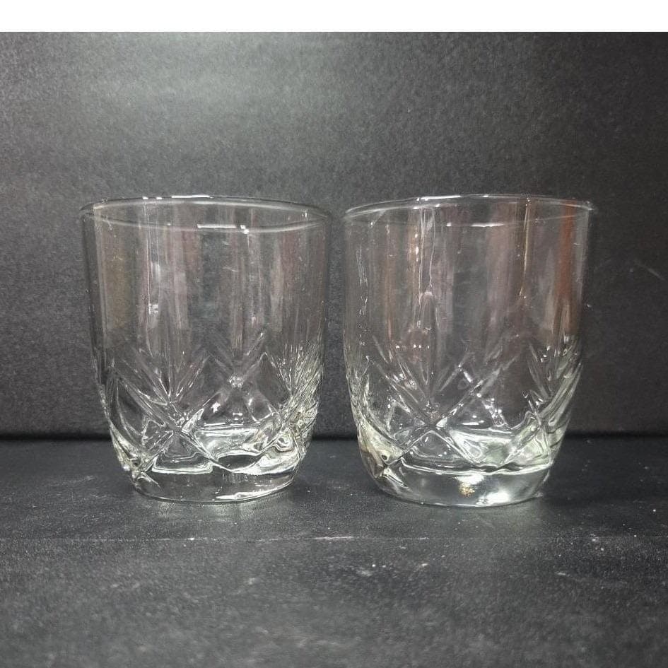 Anchor Hocking Fleur Whsikey Glasses, Set of 2, Clear Fan Design Flat Tumblers - Thumbnail 7