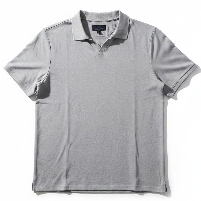 Toscano Gray Short Sleeve V-Neck, Pique Polo Shirt, Men's Large, Made in Peru