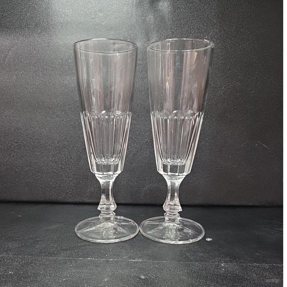 Italian Crystal Champagne Flutes, Set of 2 Wedding Toast Glasses, Clear Stemware - Thumbnail 9
