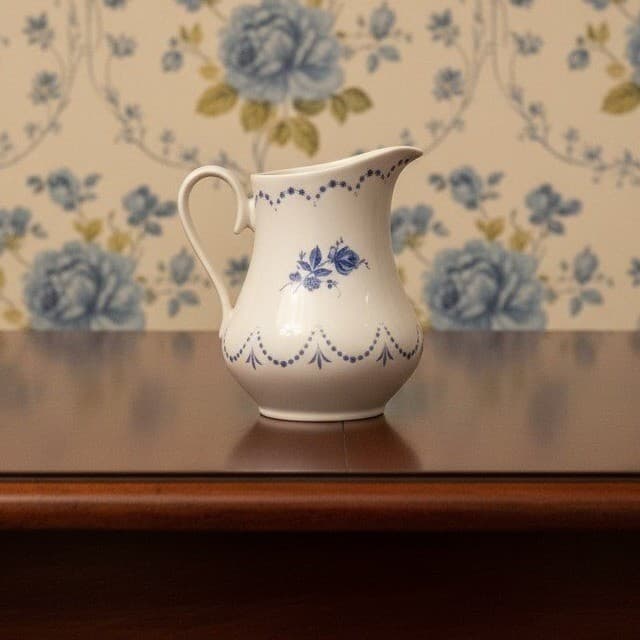 Alboth & Kaiser Alba-Kunst Bavaria Demitasse Creamer Vintage Blue Floral Pitcher