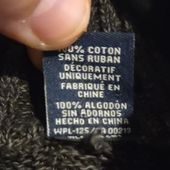 Chaps Gray 100% Cotton Quarter Button Mock Neck Sweater, Men's Large L/G - Thumbnail 6