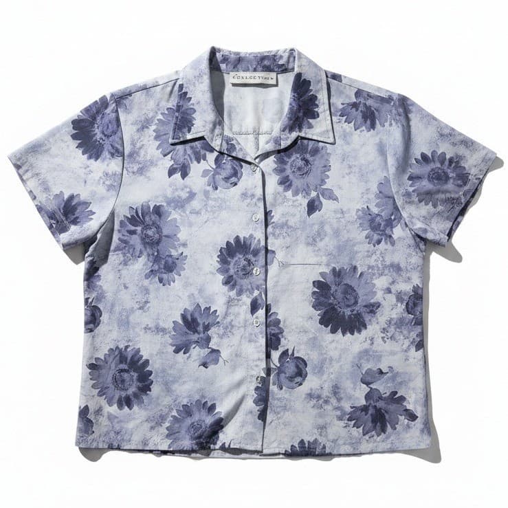 Giorgio Fiorlini Collection Blue Floral Sunflower Button Down, Women's XL, USA