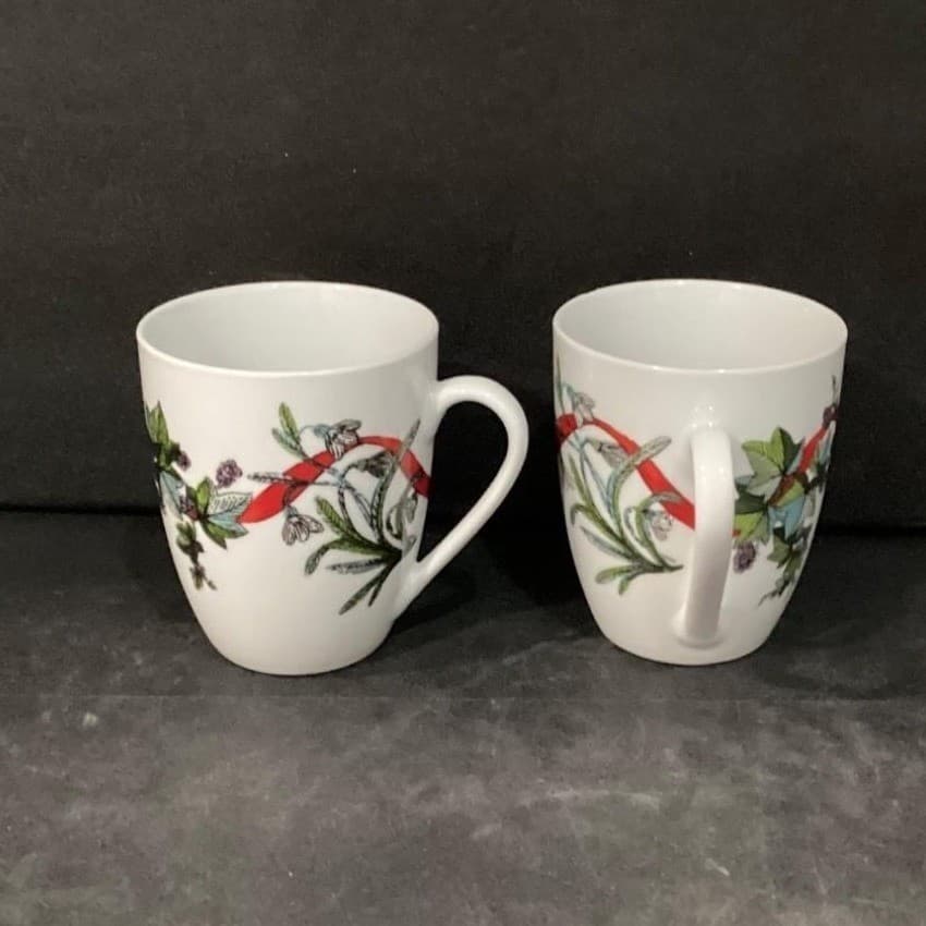 BrylaneHome Christmas Jolly Time Coffee Cups, Set of 2, Holiday Ribbon Designs - Thumbnail 10