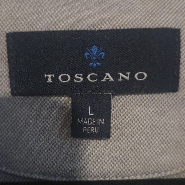 Toscano Gray Short Sleeve V-Neck, Pique Polo Shirt, Men's Large, Made in Peru - Thumbnail 5