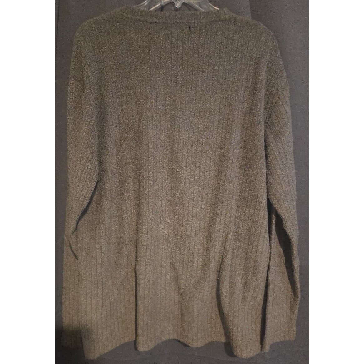 Axcess Liz Claiborne Brown Ribbed V-Neck Sweater, Black Chest Stripe Men's Large - Thumbnail 4
