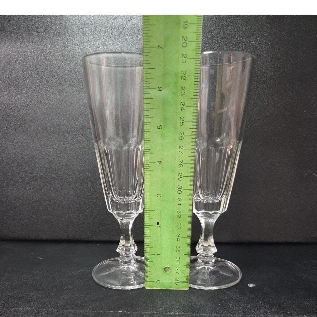 Italian Crystal Champagne Flutes, Set of 2 Wedding Toast Glasses, Clear Stemware - Thumbnail 2