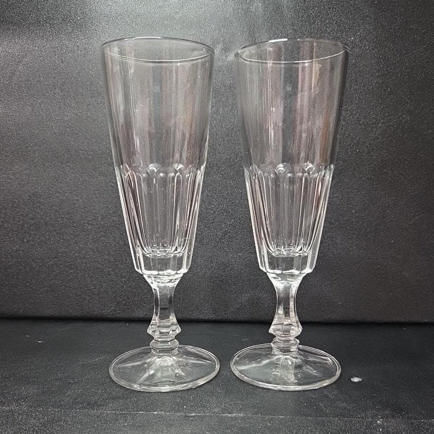 Italian Crystal Champagne Flutes, Set of 2 Wedding Toast Glasses, Clear Stemware - Thumbnail 7