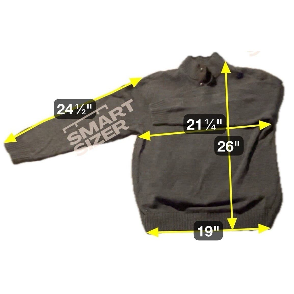 Chaps Gray 100% Cotton Quarter Button Mock Neck Sweater, Men's Large L/G - Thumbnail 2