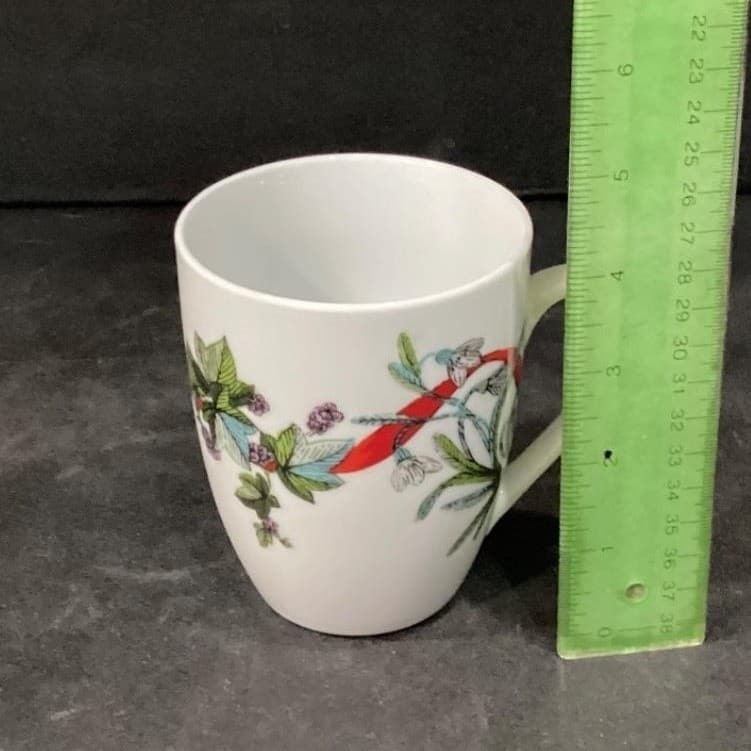 BrylaneHome Christmas Jolly Time Coffee Cups, Set of 2, Holiday Ribbon Designs - Thumbnail 6