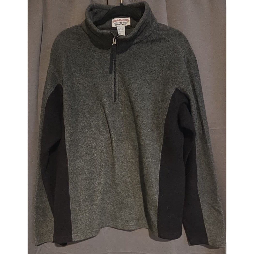 Boca Classics Quarter Zip Fleece Pullover, Grey Black Colorblock, Men's Large - Thumbnail 3