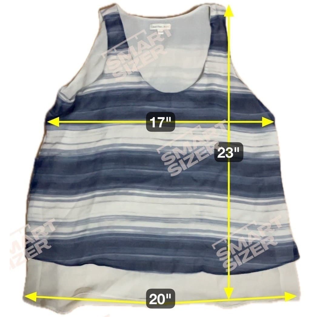 Calvin Klein Jeans Blue White Striped Double Layer Tank Top, Women's Small - Thumbnail 2
