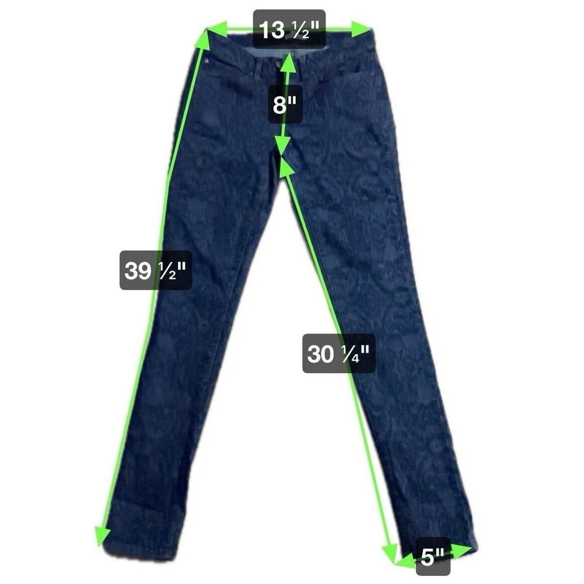 Eileen Fisher Indigo Damask Print Skinny Jeans, Blue Slim Fit Denim Women's Sz 4 - Thumbnail 2
