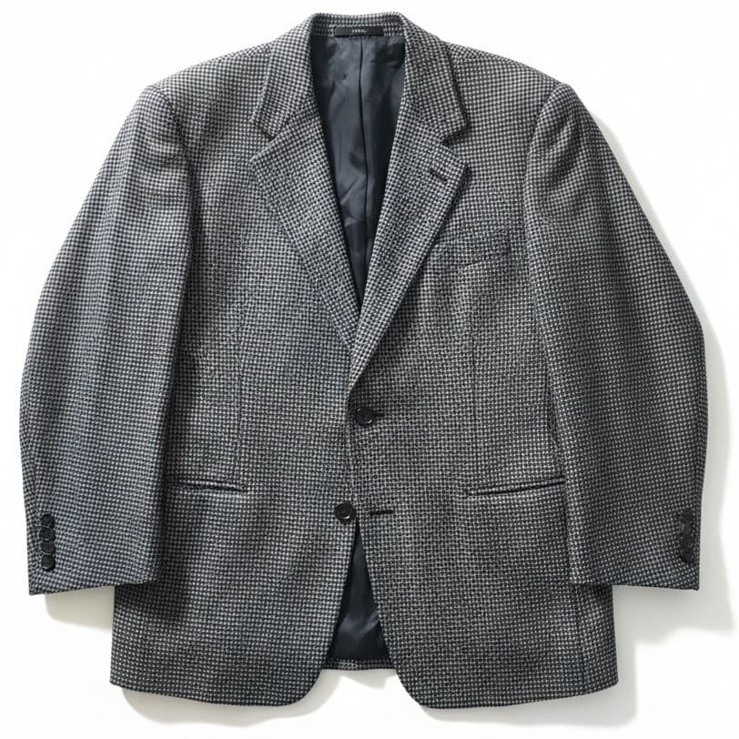 Canali Proposta Grey Houndstooth Wool Blazer, Men's 52R Sport Coat, Italian Made