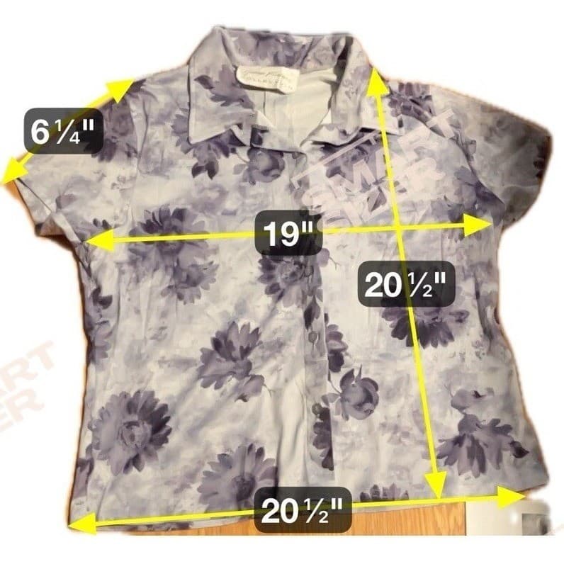 Giorgio Fiorlini Collection Blue Floral Sunflower Button Down, Women's XL, USA - Thumbnail 2