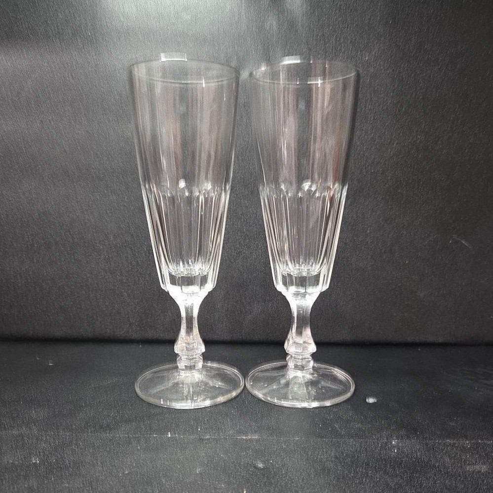Italian Crystal Champagne Flutes, Set of 2 Wedding Toast Glasses, Clear Stemware - Thumbnail 10