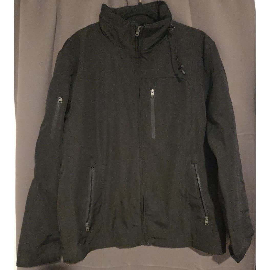Tahari Black Softshell Full Zip Hooded Jacket, Men's Large, Pocket Utility Tech - Thumbnail 3