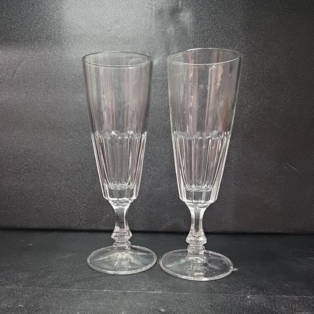 Italian Crystal Champagne Flutes, Set of 2 Wedding Toast Glasses, Clear Stemware - Thumbnail 8