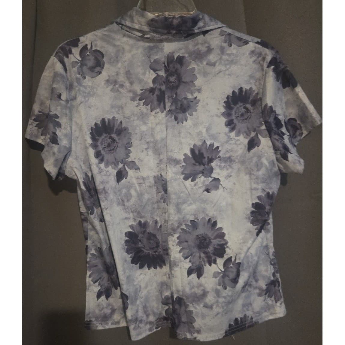 Giorgio Fiorlini Collection Blue Floral Sunflower Button Down, Women's XL, USA - Thumbnail 4