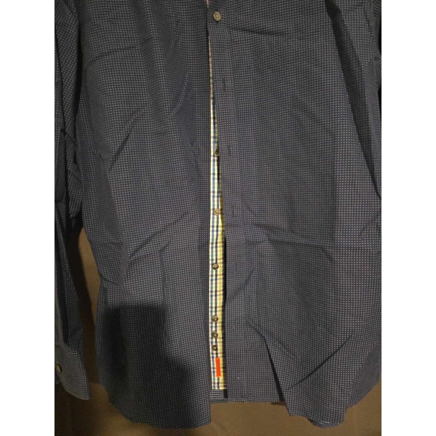 Tallia Slim Fit Navy Geometric Pattern Dress Shirt, Men's 17 34/35, Long Sleeve - Thumbnail 7