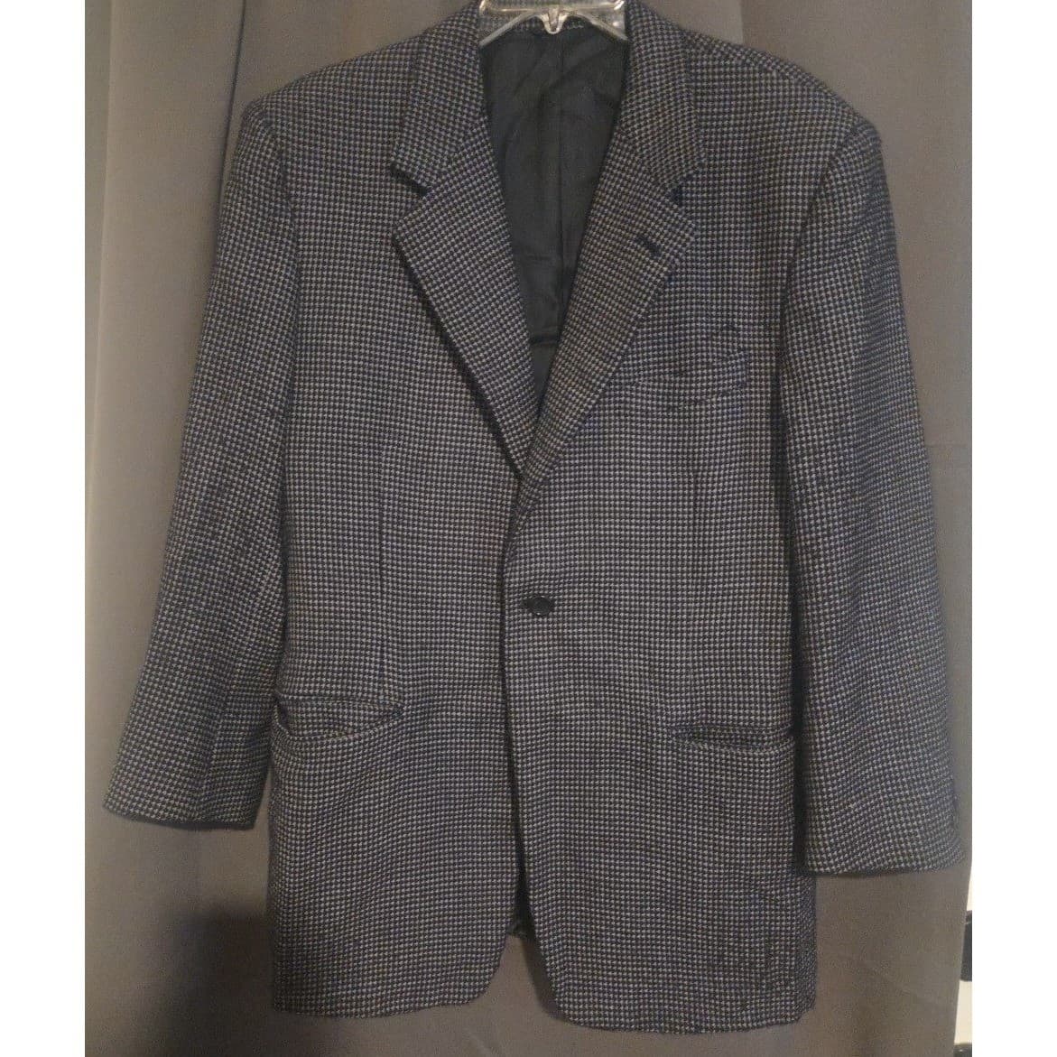 Canali Proposta Grey Houndstooth Wool Blazer, Men's 52R Sport Coat, Italian Made - Thumbnail 3