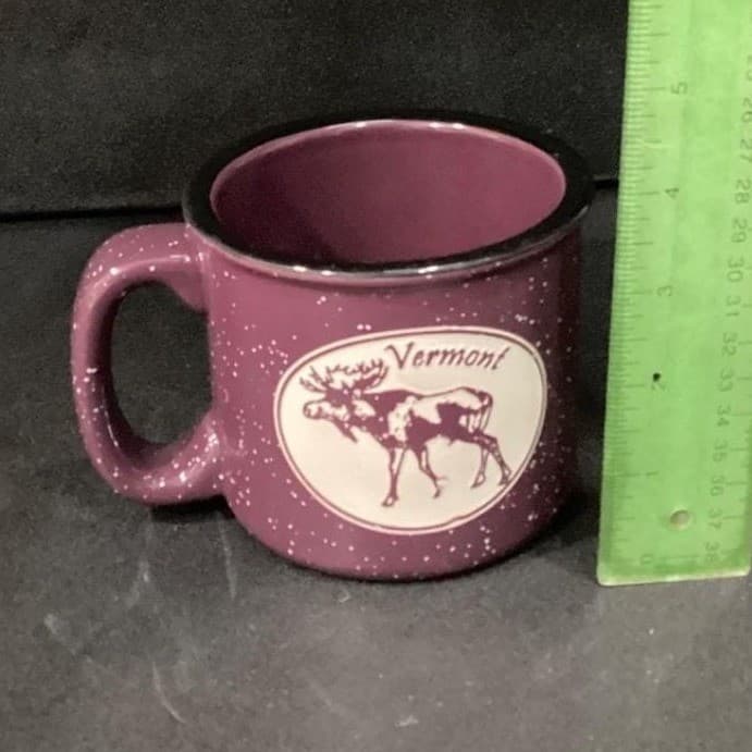 Vermont Maroon Speckled Camper Style Mug, Rustic Moose Design Ceramic Coffee Cup - Thumbnail 6