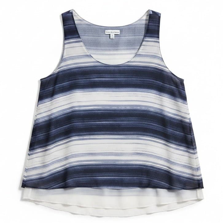 Calvin Klein Jeans Blue White Striped Double Layer Tank Top, Women's Small