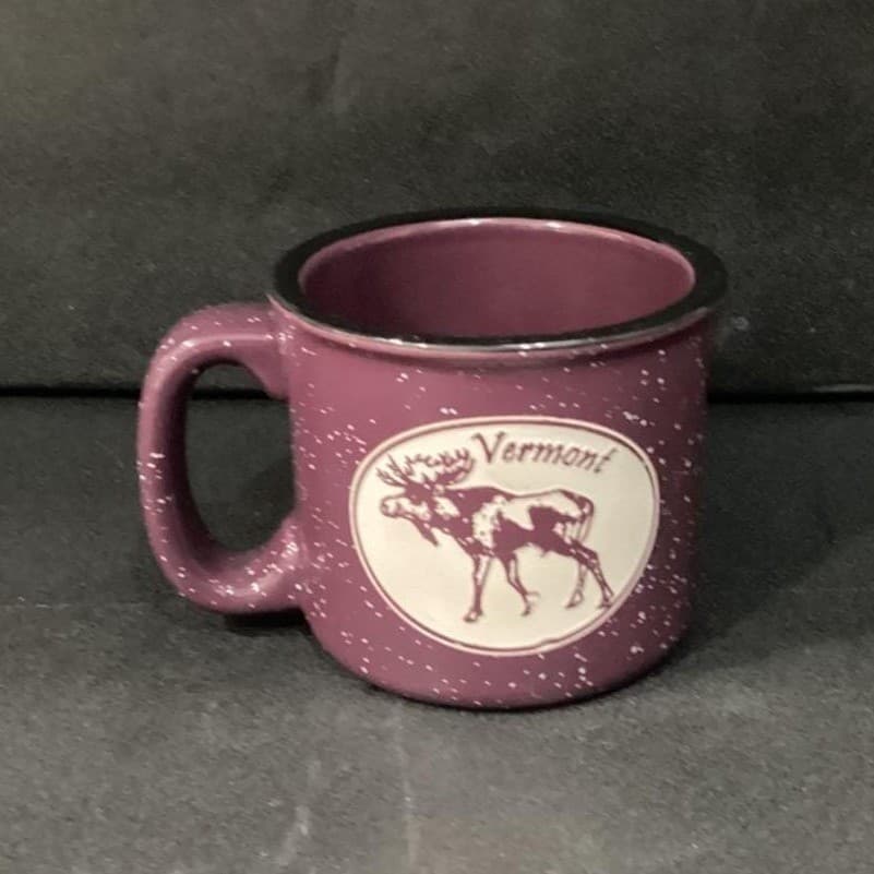 Vermont Maroon Speckled Camper Style Mug, Rustic Moose Design Ceramic Coffee Cup - Thumbnail 8