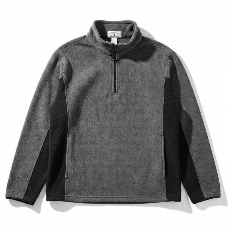 Boca Classics Quarter Zip Fleece Pullover, Grey Black Colorblock, Men's Large