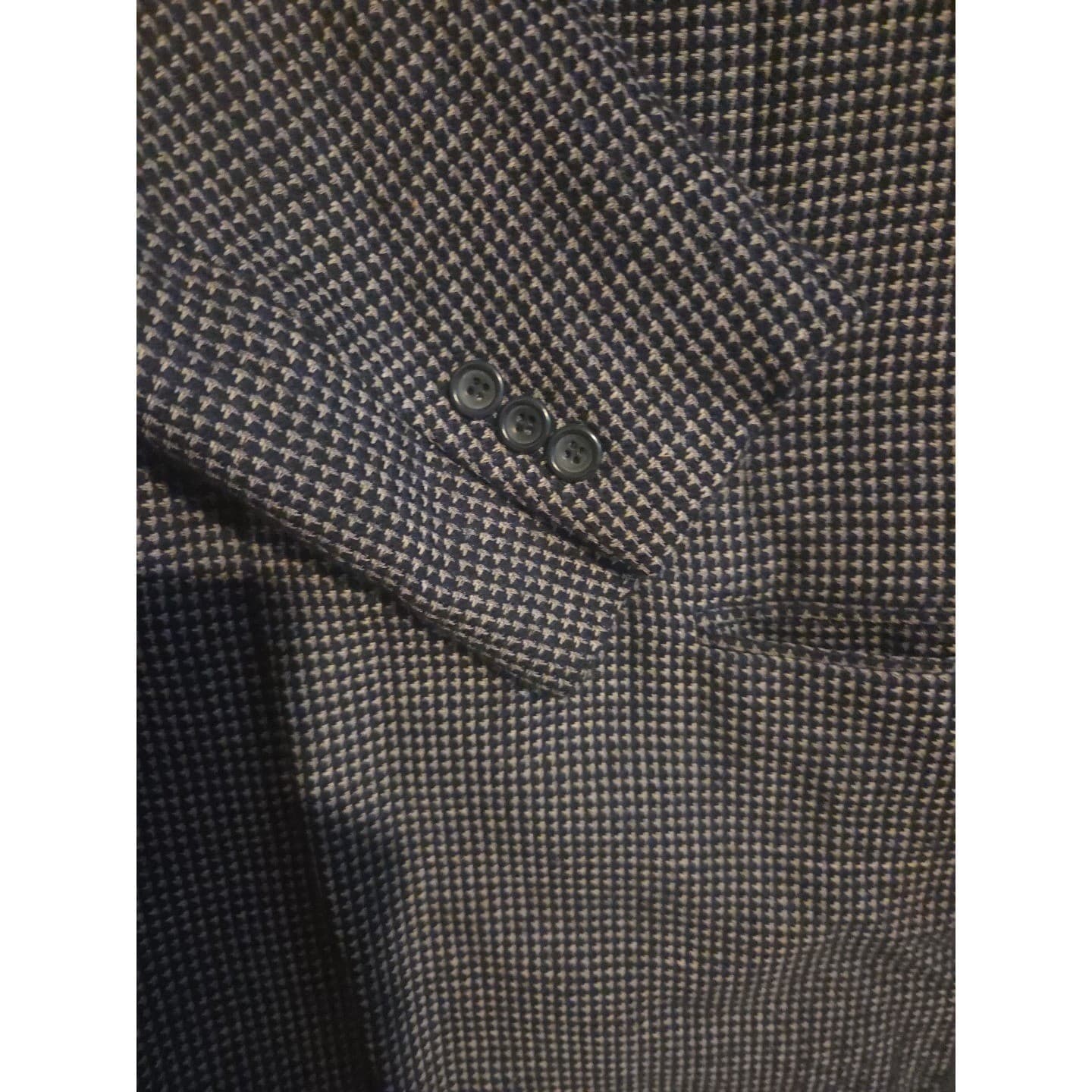 Canali Proposta Grey Houndstooth Wool Blazer, Men's 52R Sport Coat, Italian Made - Thumbnail 9