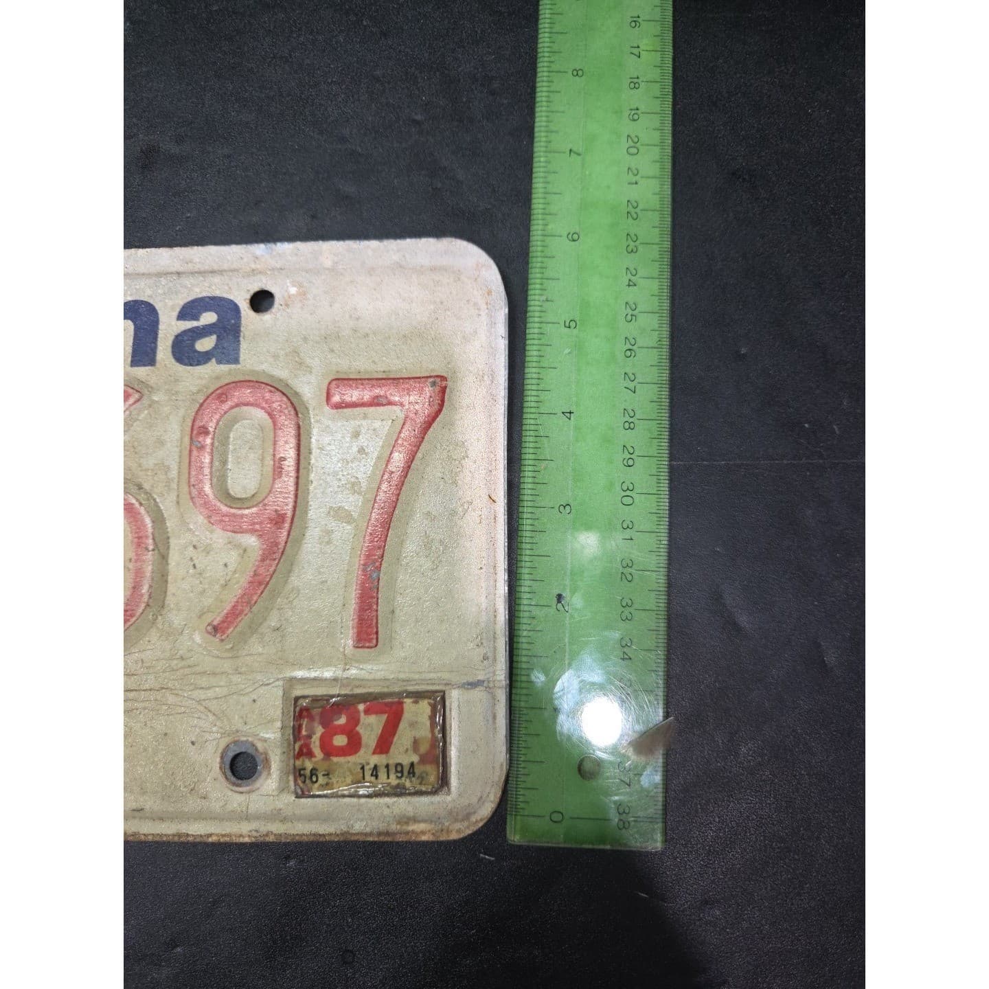 Alabama License Plate 56A 0697, Heart of Dixie, Embossed Metal Tag, Vintage 1987 - Thumbnail 5