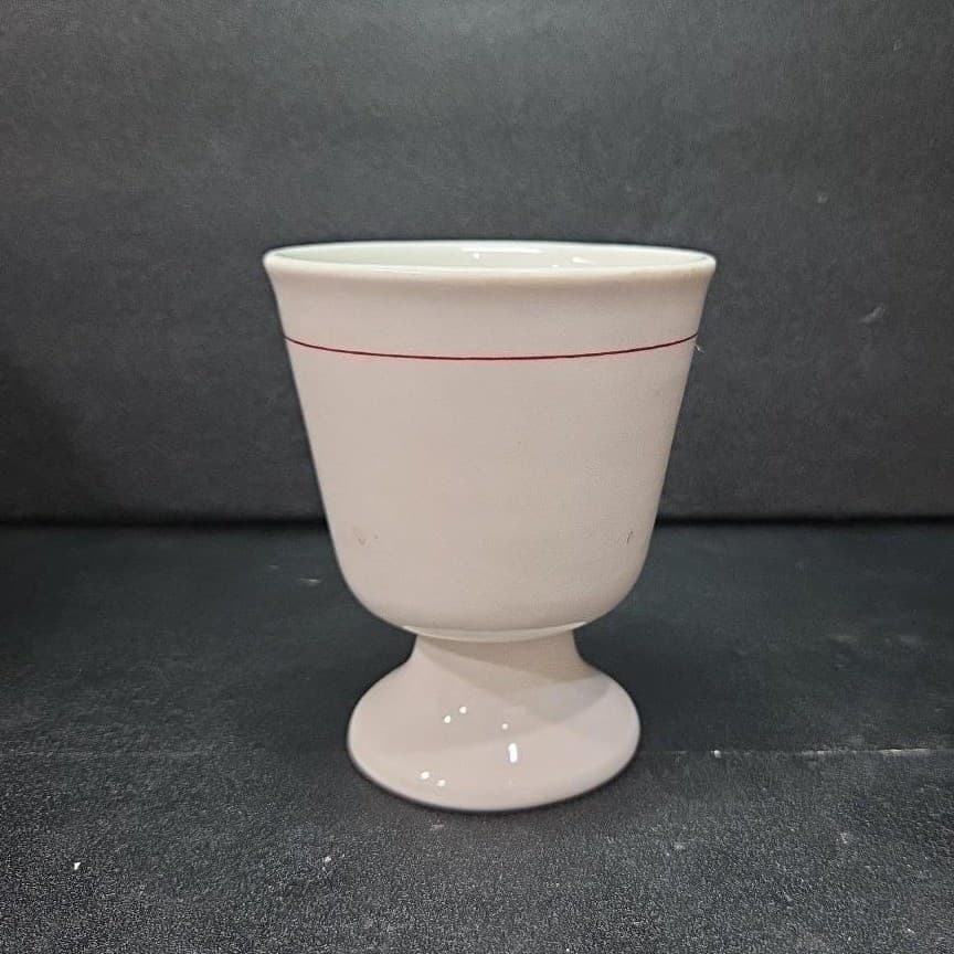 Walker China Vintage Coffee Cup, Ohio Dutch Pantry Pedestal Mug, Burgundy Stripe - Thumbnail 3