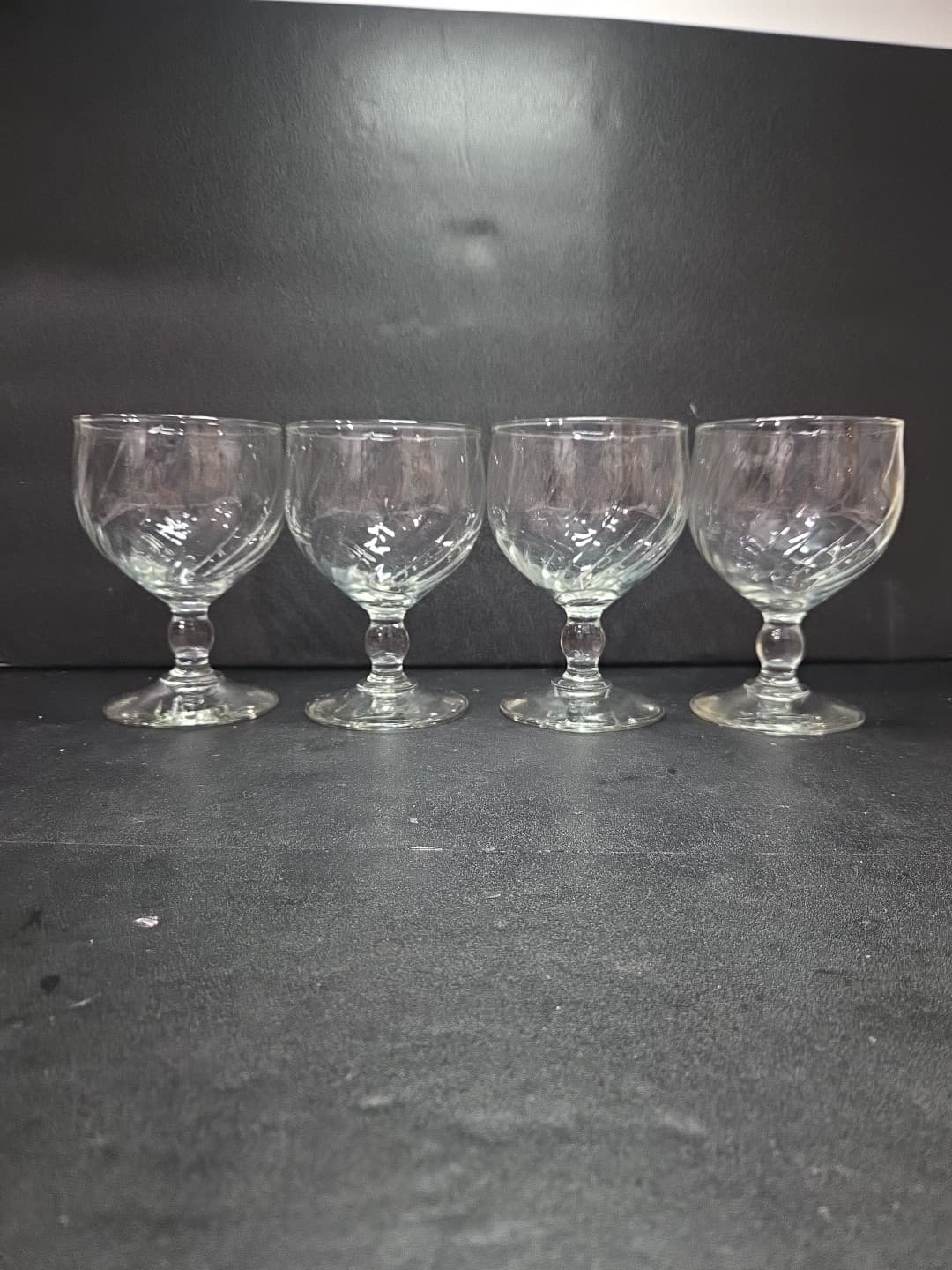 Gorham Style Wine Goblets, Verona Swirl Goblets, Vintage Glassware, Set of 4