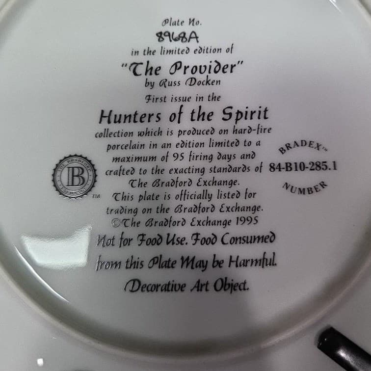 Bradford Exchange "The Provider" Collectors Plate, Hunters of the Spirit Decor - Thumbnail 4