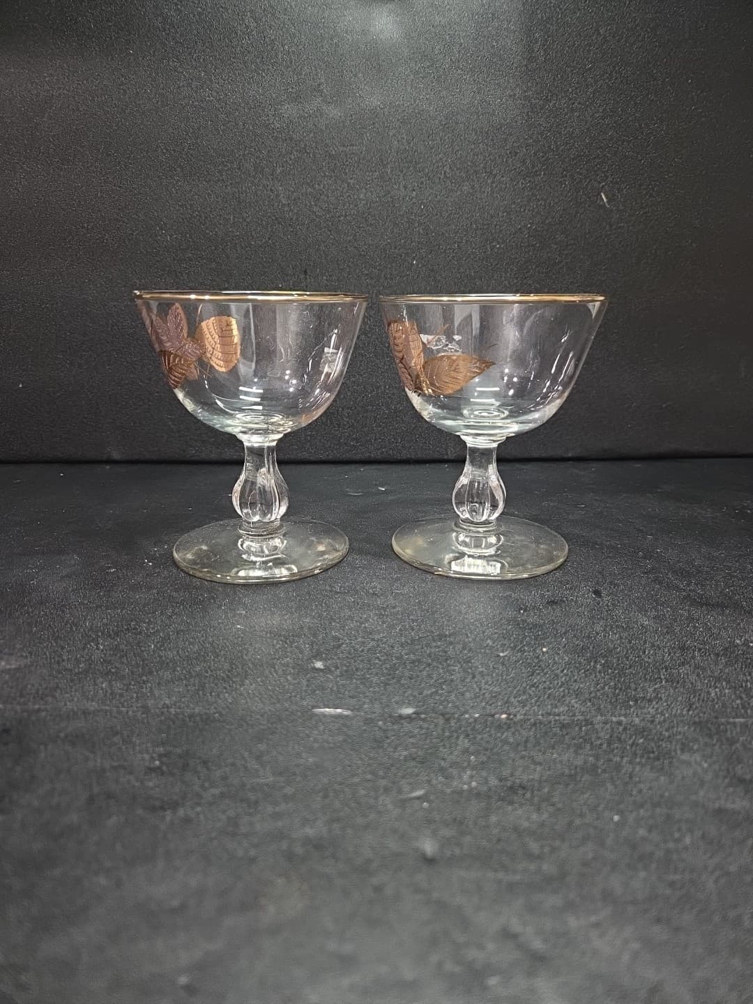 Libbey Gold Leaves Cordial Stems, Cocktail Glass Set, Liquor Glasses, Fall Decor - Thumbnail 2
