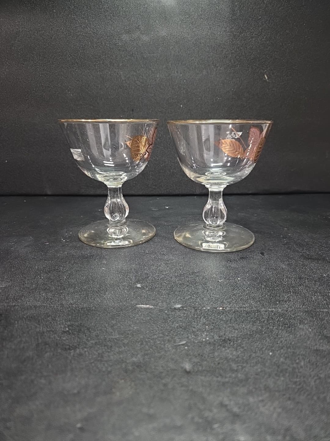 Libbey Gold Leaves Cordial Stems, Cocktail Glass Set, Liquor Glasses, Fall Decor - Thumbnail 4