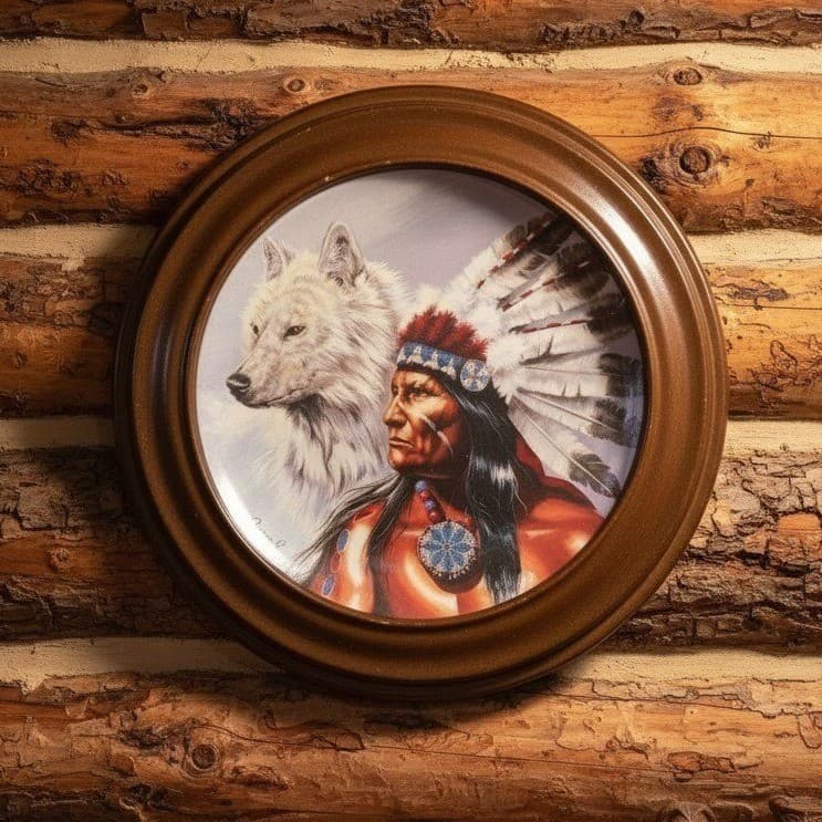 Franklin Mint "Spirit of The White Wolf" Collectible Plate, Framed Wildlife Art