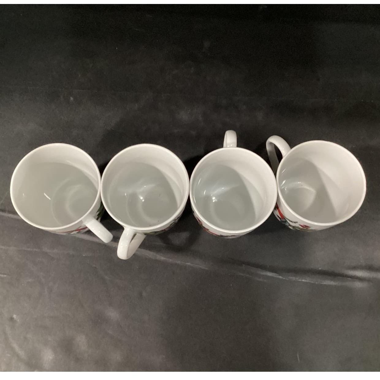BrylaneHome Christmas Jolly Time Coffee Cups, Set of 4, Holiday Ribbon Design - Thumbnail 3