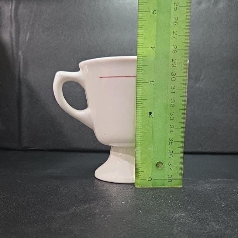 Walker China Vintage Coffee Cup, Ohio Dutch Pantry Pedestal Mug, Burgundy Stripe - Thumbnail 9