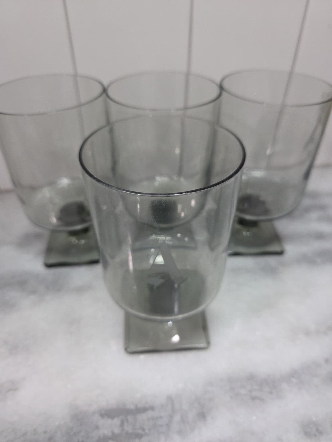 Federal Glass Nordic Midnight Juice Glasses, Set of 4, Square Base, A Monogram - Thumbnail 5