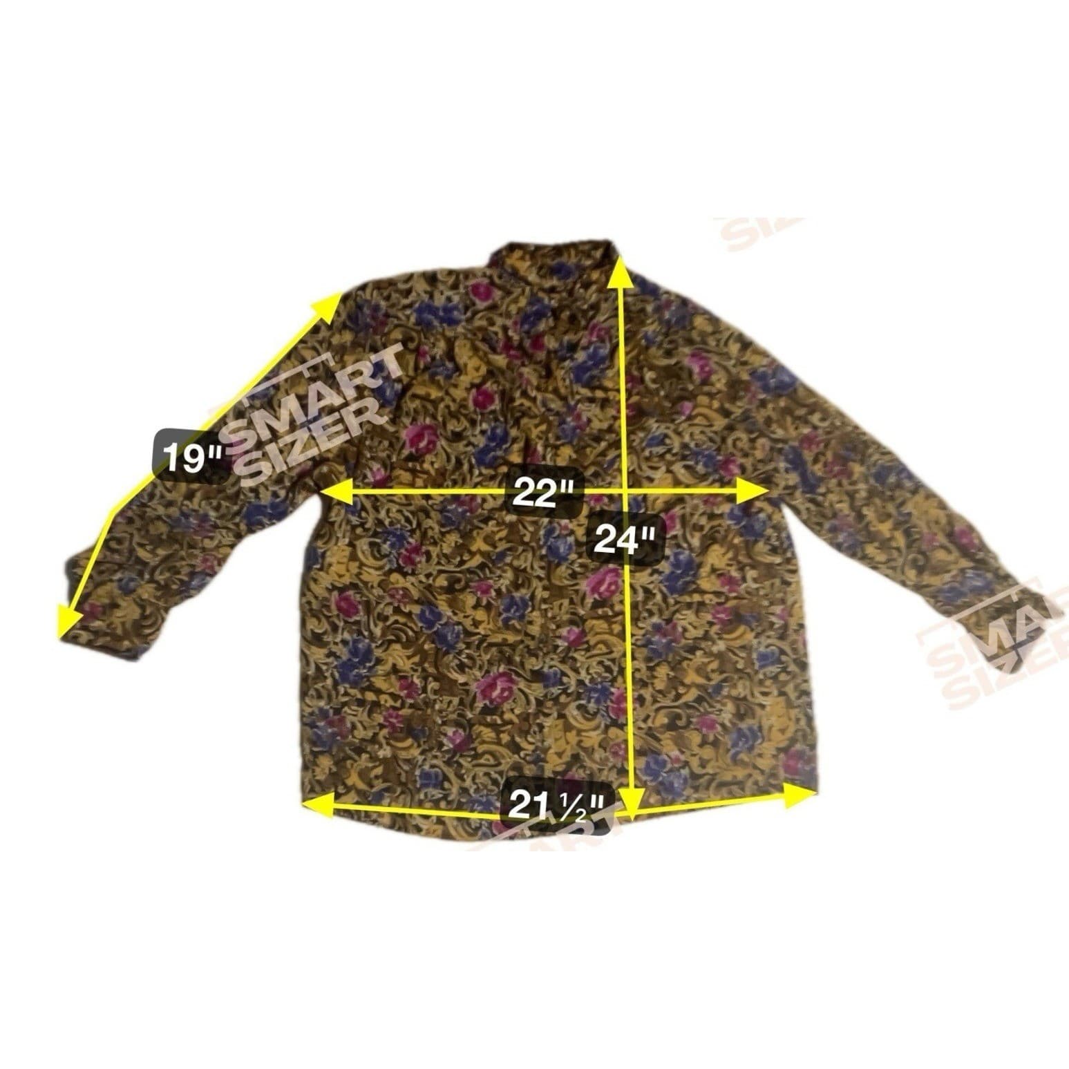 Jordan Baroque Floral Button Down Blouse, Gold Blue Purple, Women's Size 12 - Thumbnail 2