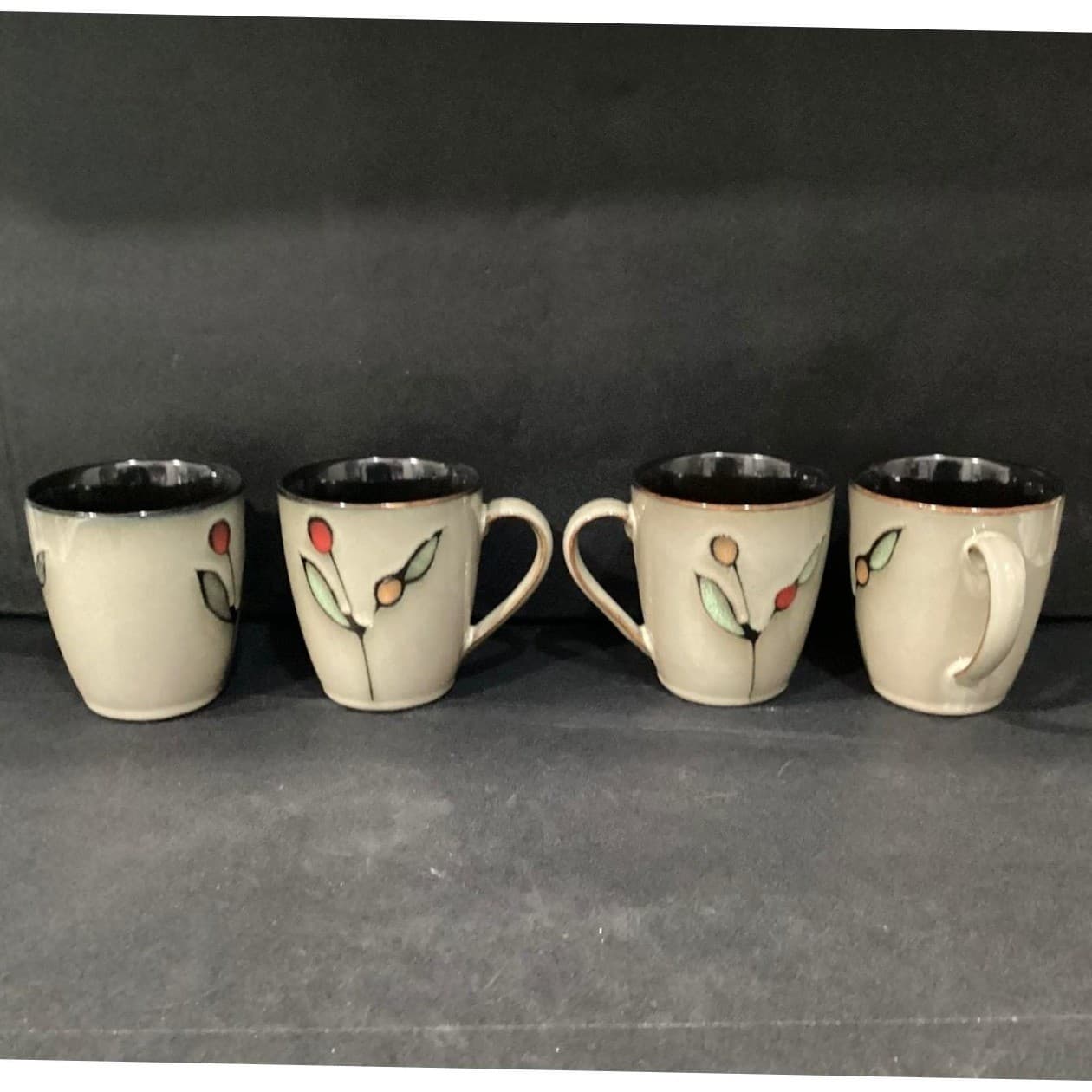 Sango Dolce Coffee Cups #4844, Set of 4, Ceramic Tan Mugs, Replacement Drinkware - Thumbnail 2