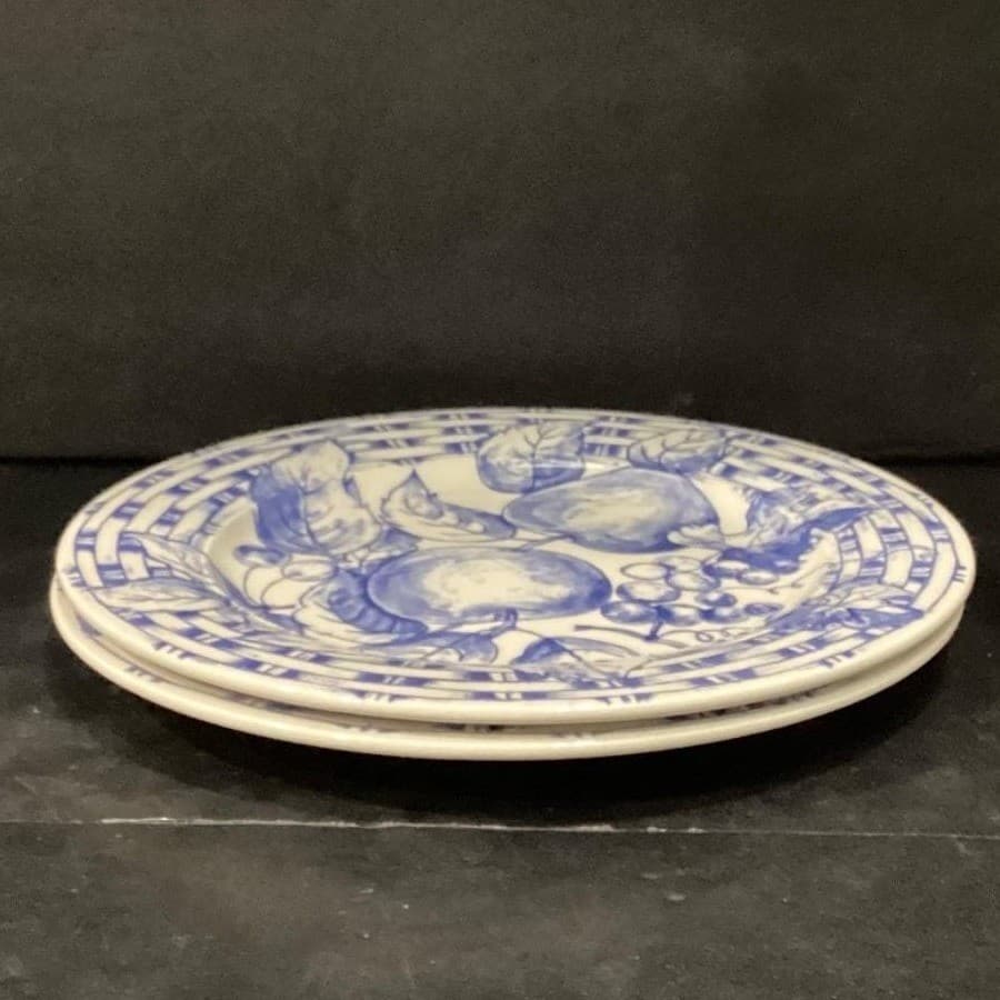 Pier 1 Imports Fruit Themed Dinner Plates, Set of 2, Vtg Hand Painted Dinnerware - Thumbnail 8