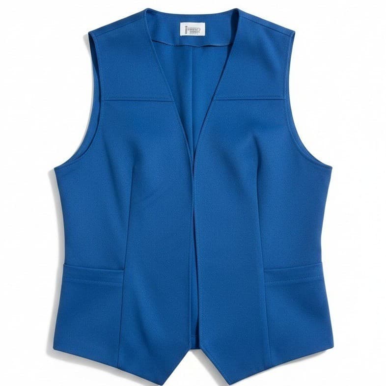 Cricket Lane Vintage Royal Blue Open Front Tailored Vest, Women's Size 14, USA