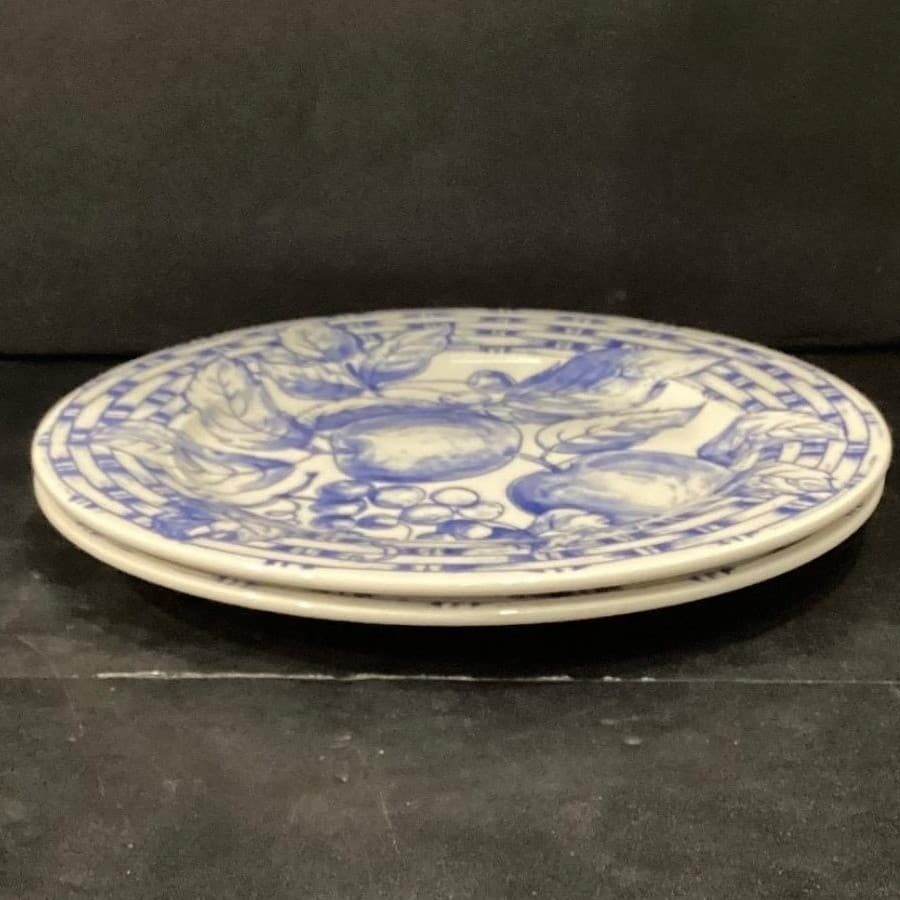 Pier 1 Imports Fruit Themed Dinner Plates, Set of 2, Vtg Hand Painted Dinnerware - Thumbnail 7
