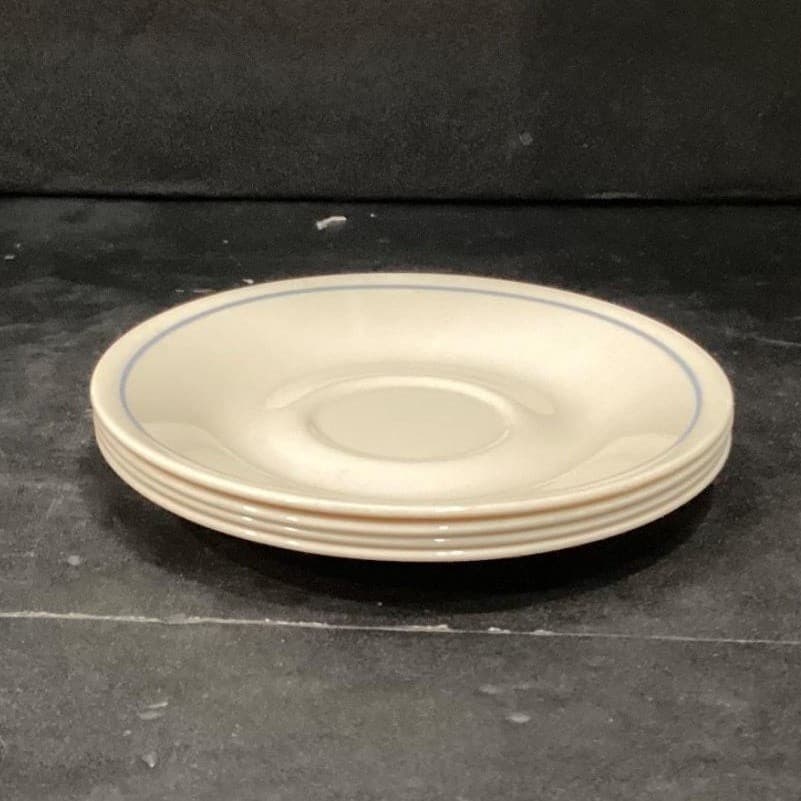 Corelle Corning Needlepoint Coffee Saucers, Set of 4, Vtg Blue Stripe Dinnerware - Thumbnail 9